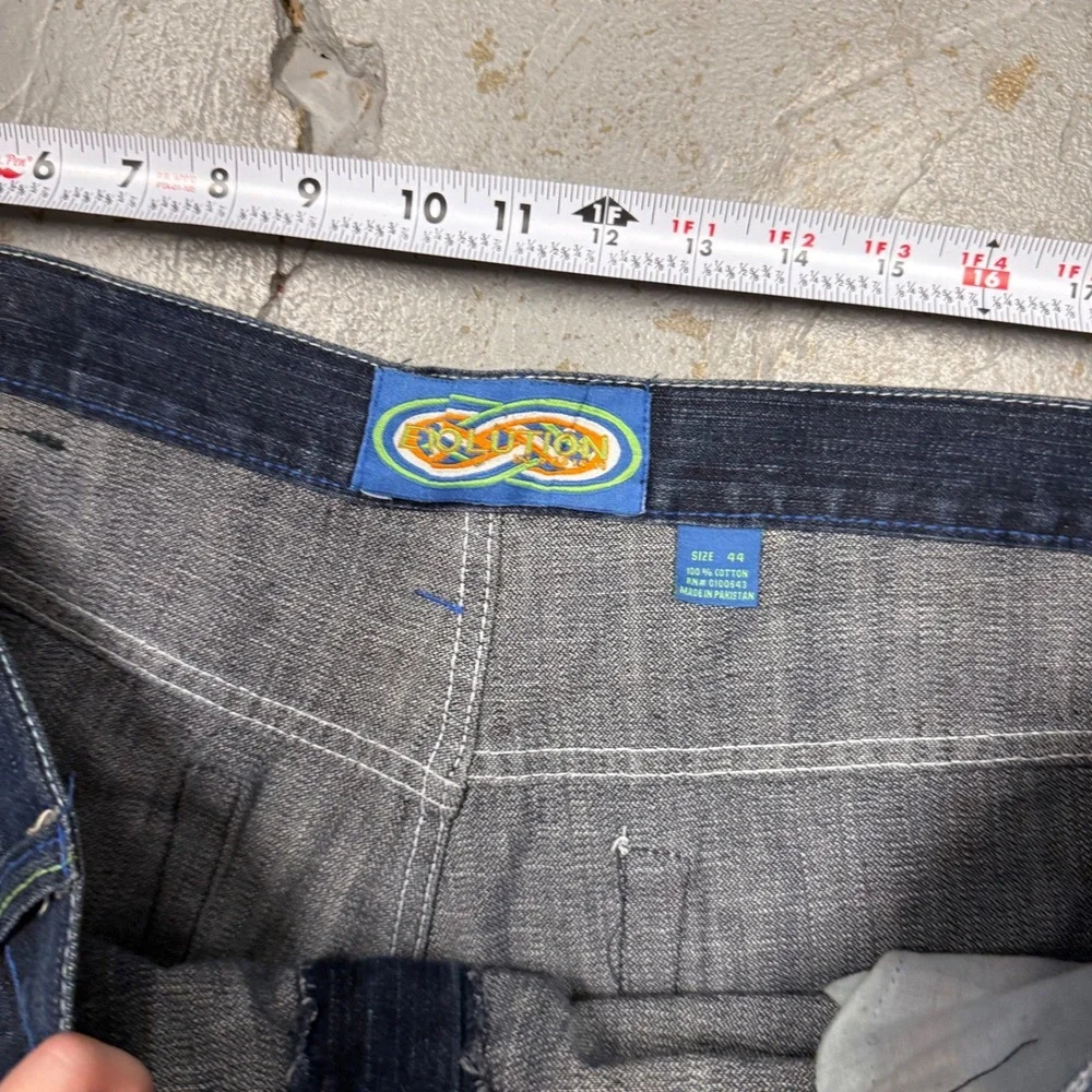 Y2K Evolution In Design‎ Denim Shorts Blue Rainbow Embroidered Baggy Jorts 44